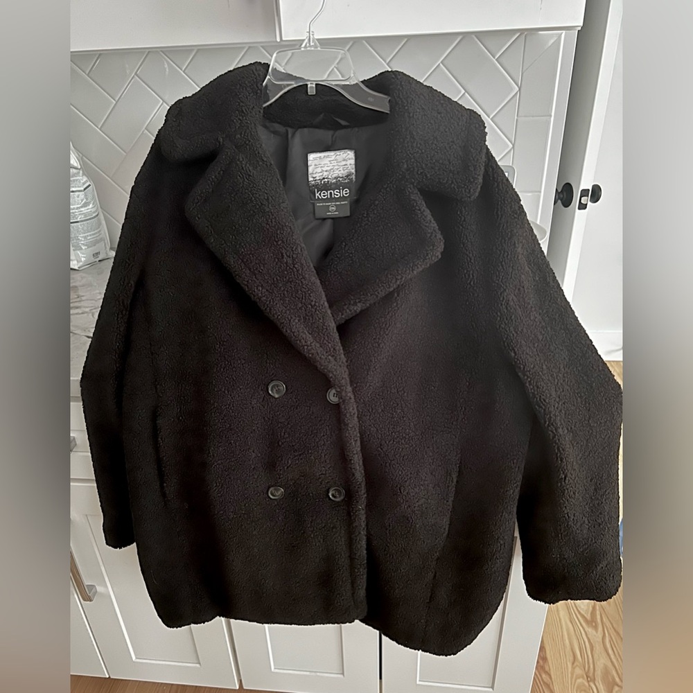 Kensie Black Teddy Jacket, Size XXL NWT
